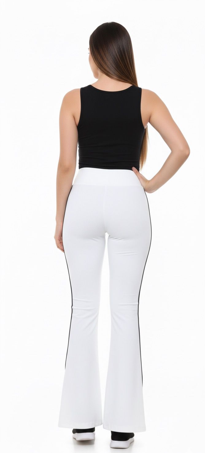 Conjunto Body Negro Pantalon Blanco con rayas