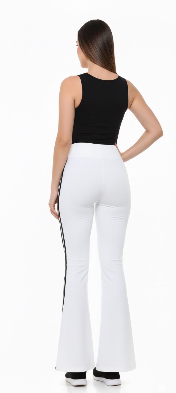 Conjunto Body Negro Pantalon Blanco con rayas